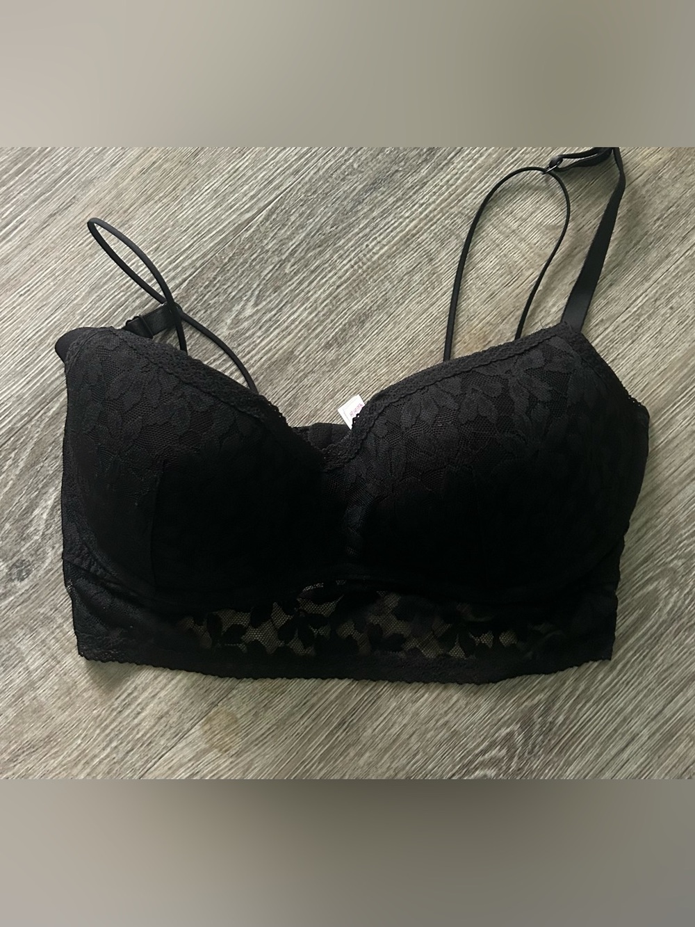 PINK Victoria's Secret Black Lace Longline Bralette
